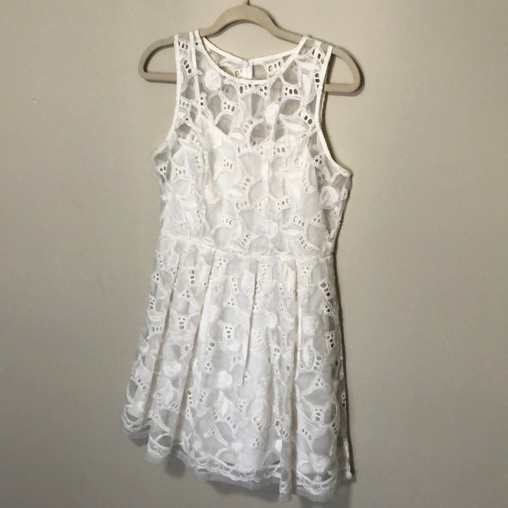 White lace above knee dress